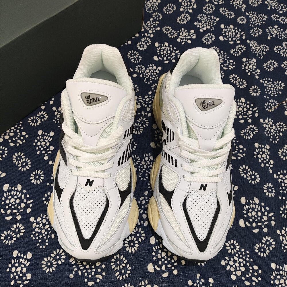 New Balance 9060 White & Black Chunky Sneakers